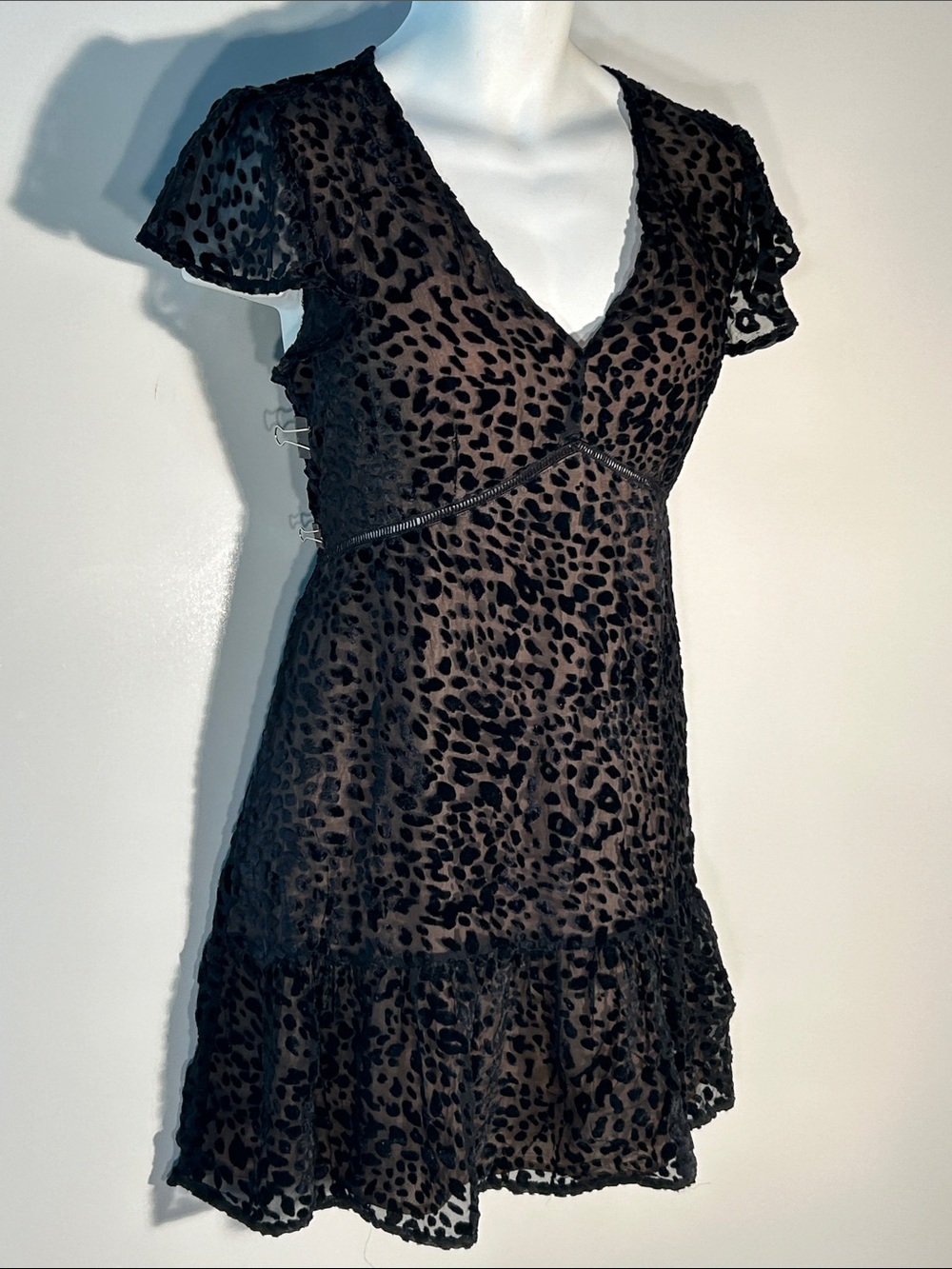 Lucy Paris SZL Black Silk Burnout Velvet Dress LBD Formal Cocktail Dark Romance